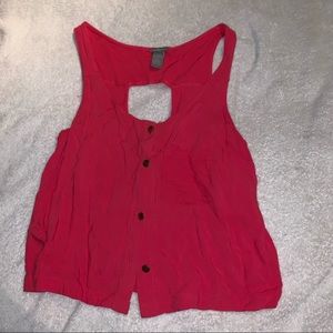Pink button up crop top